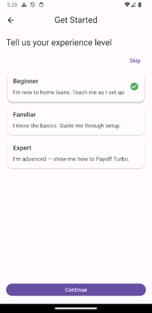 Payoff Turbo app — extra repayment scenarios