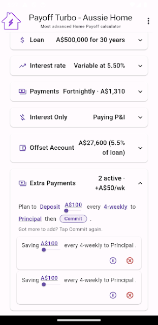 Payoff Turbo app — interest saved breakdown