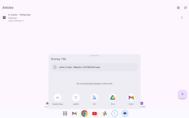 Read On app — send flow