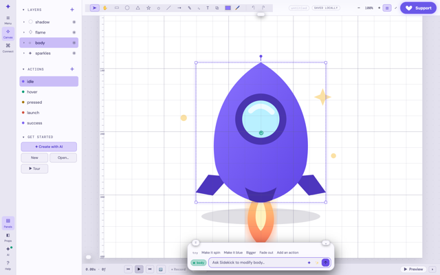 SVGMotion editor — SVG animation timeline and layers
